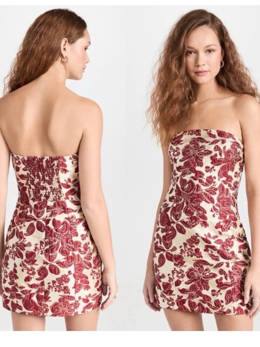 Reformation Gabby dress in Burgundy and Cream